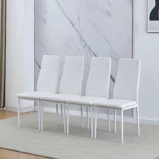 Dining Chairs PU Leather/Velvet High White With Metal Legs