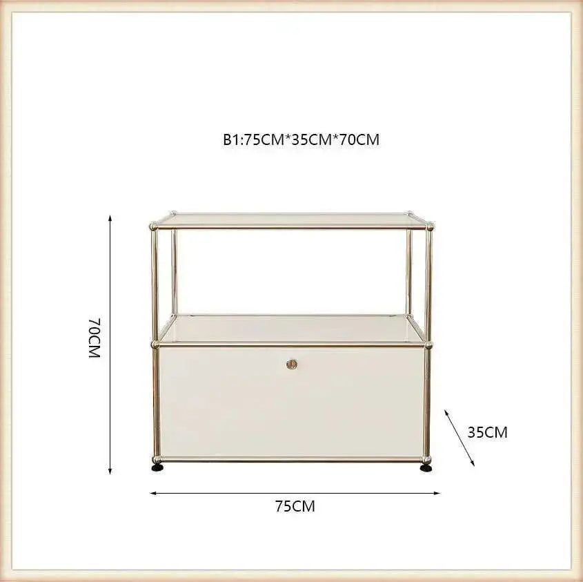 Modern Stainless Steel Medieval Nightstand Storage Nightstand