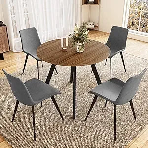 Mid Century Modern Round Dining Table and Chairs for Apartment/Condo