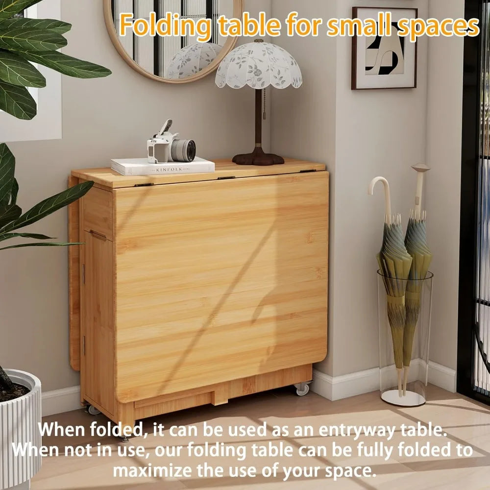 Bamboo Drop Leaf Folding Dining Set