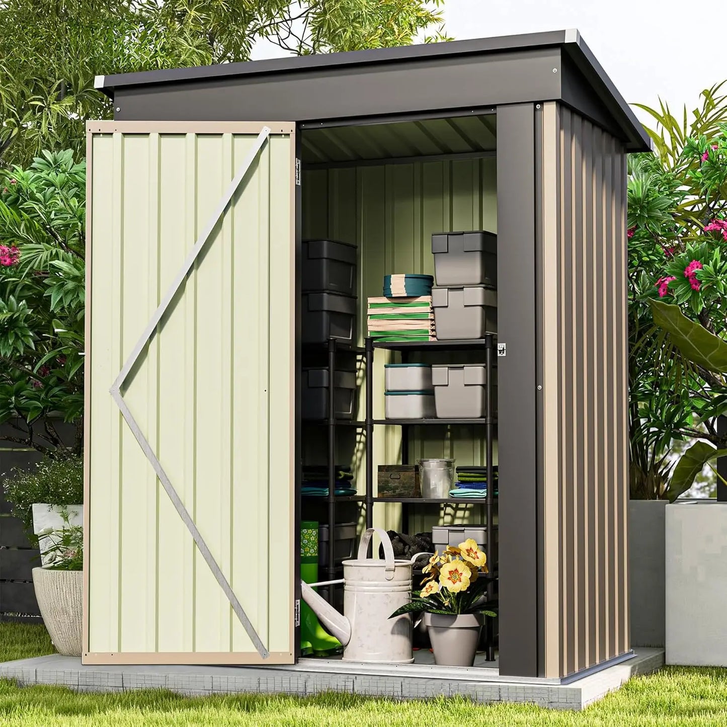 Tool Shed with Sloping Roof and Lockable Door