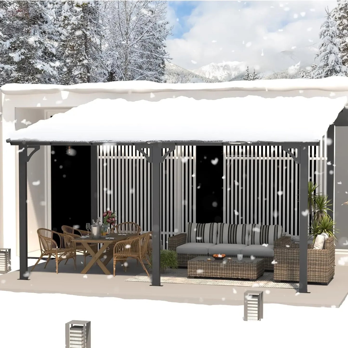 POPULAR Hard Top Lean To Gazebo Pergola With Roof For Patio