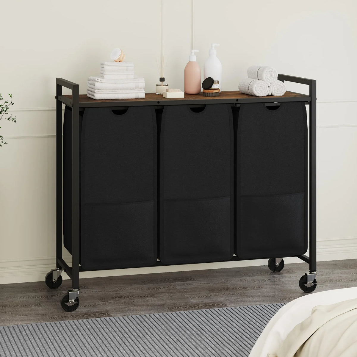 Rolling Laundry Hamper with Shelf