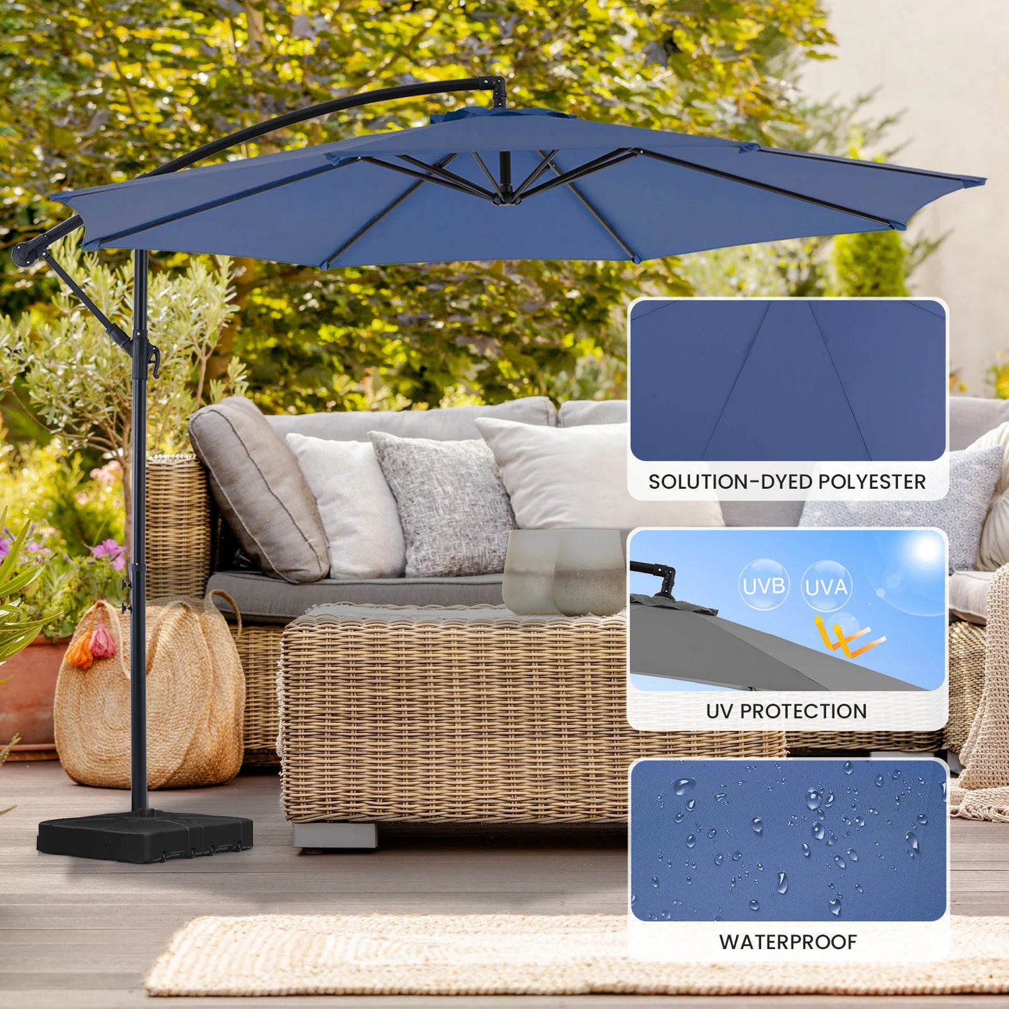 Outdoor Patio Umbrella Hanging Cantilever with Easy Tilt