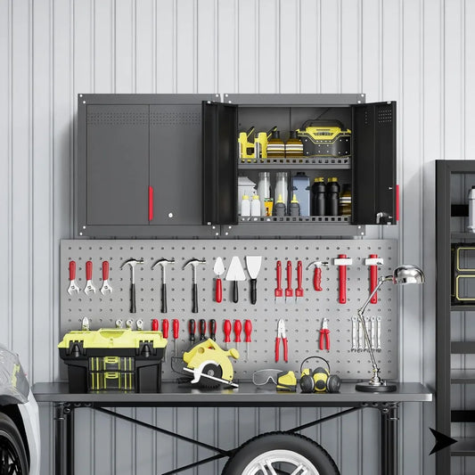 Wall Mounted Garage Storage Cabinet with Lock and Handle