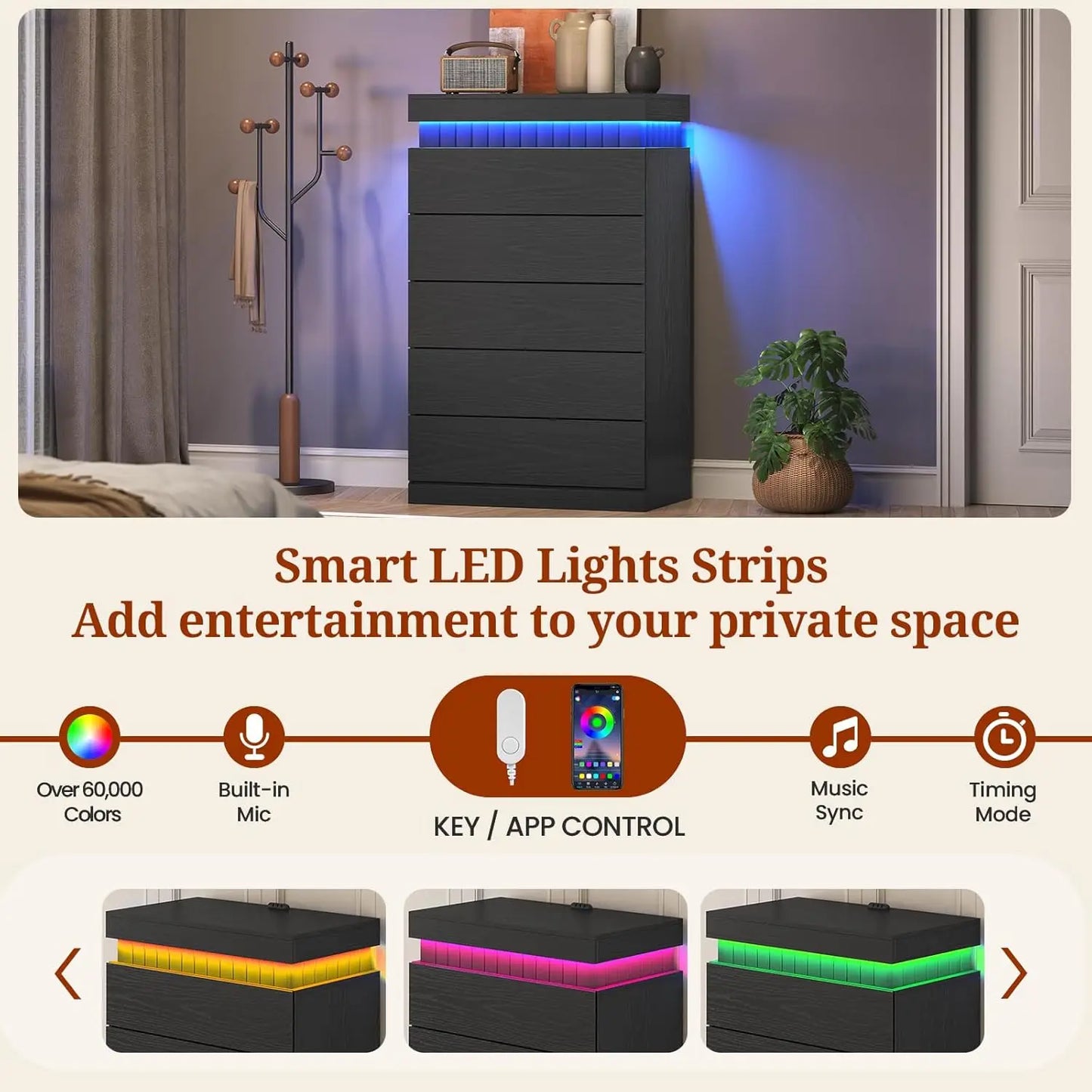 Sliding Top LED Power Outlet with Wood Chest