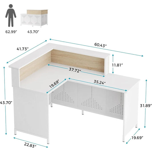 L-Shaped Reception Desk with LED Lights