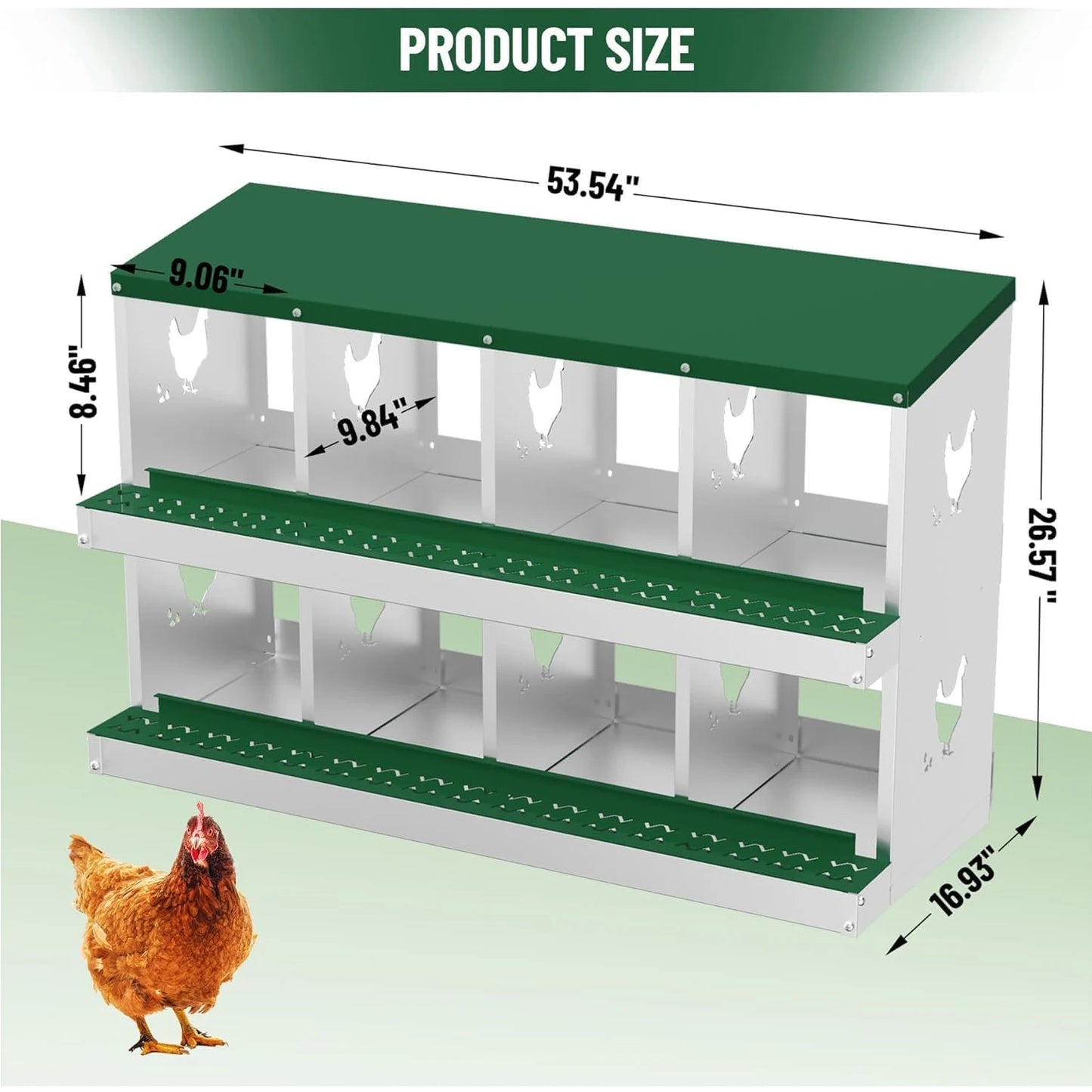 Metal Chicken Nesting Boxes Heavy-Duty Galvanized Steel Egg Laying Box with 10 Compartments Wall-Mountable for Poultry Coops