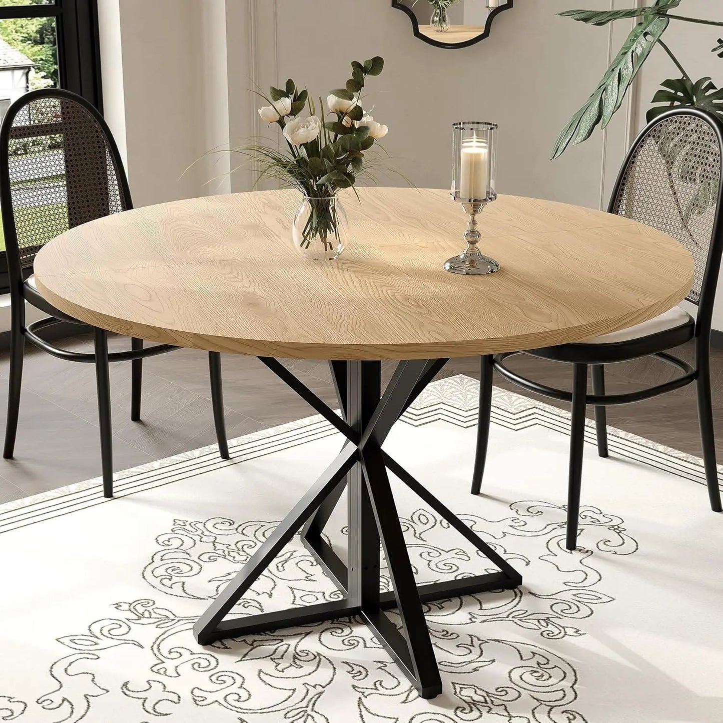 Heavy-Duty Metal Pedestal Dinner Table