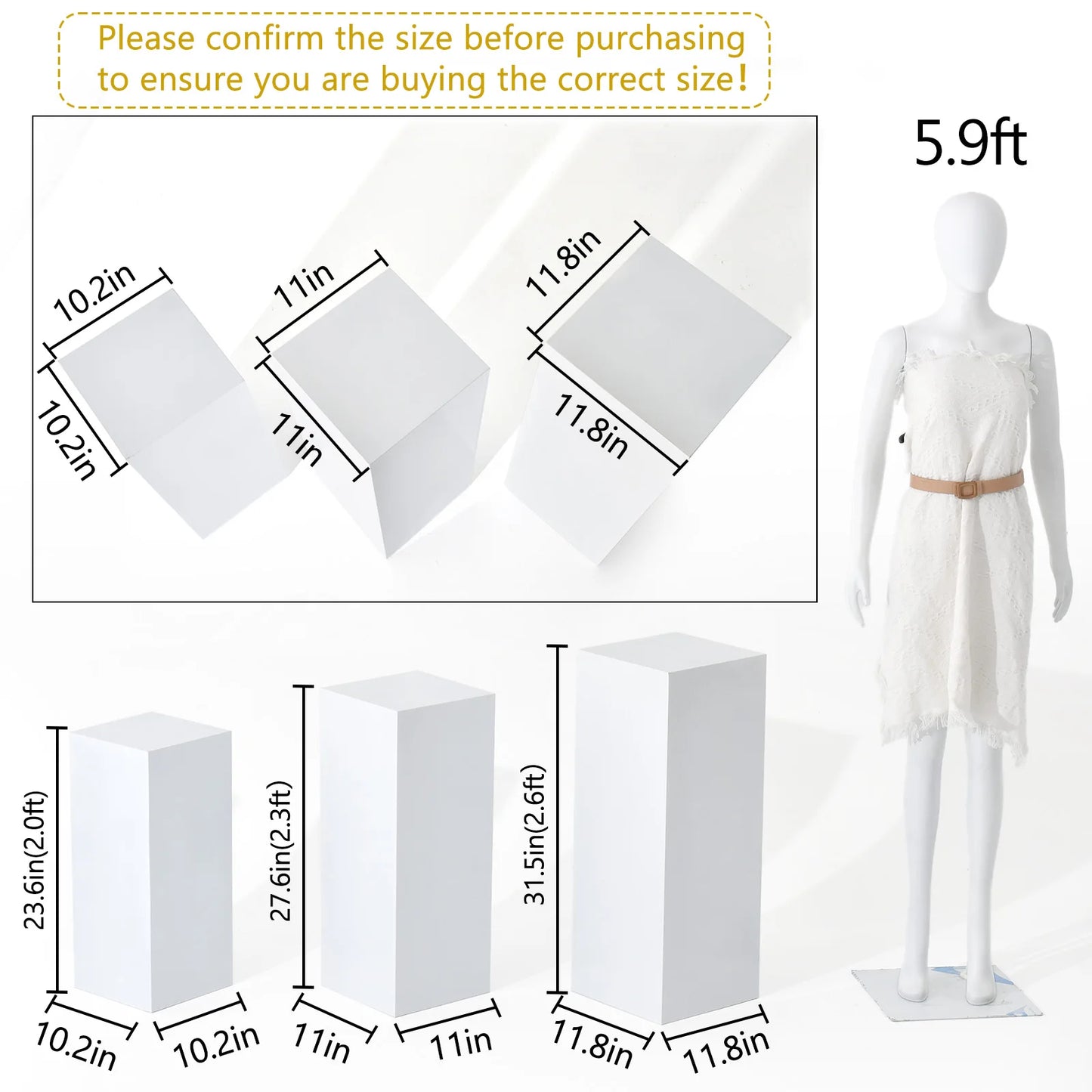 White Metal Pillar Stand Display