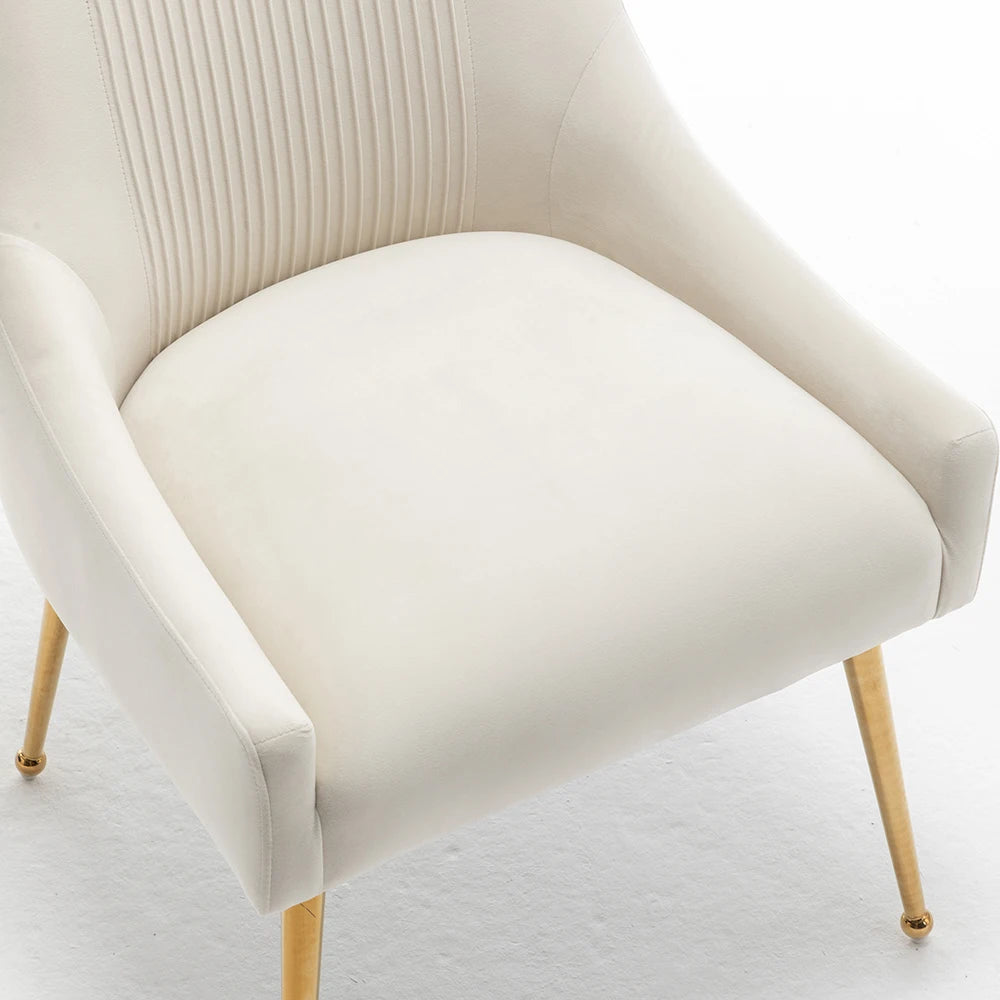 Upholstered Barrel Pleated Side Accent Modern Velvet Dining Chairs Set