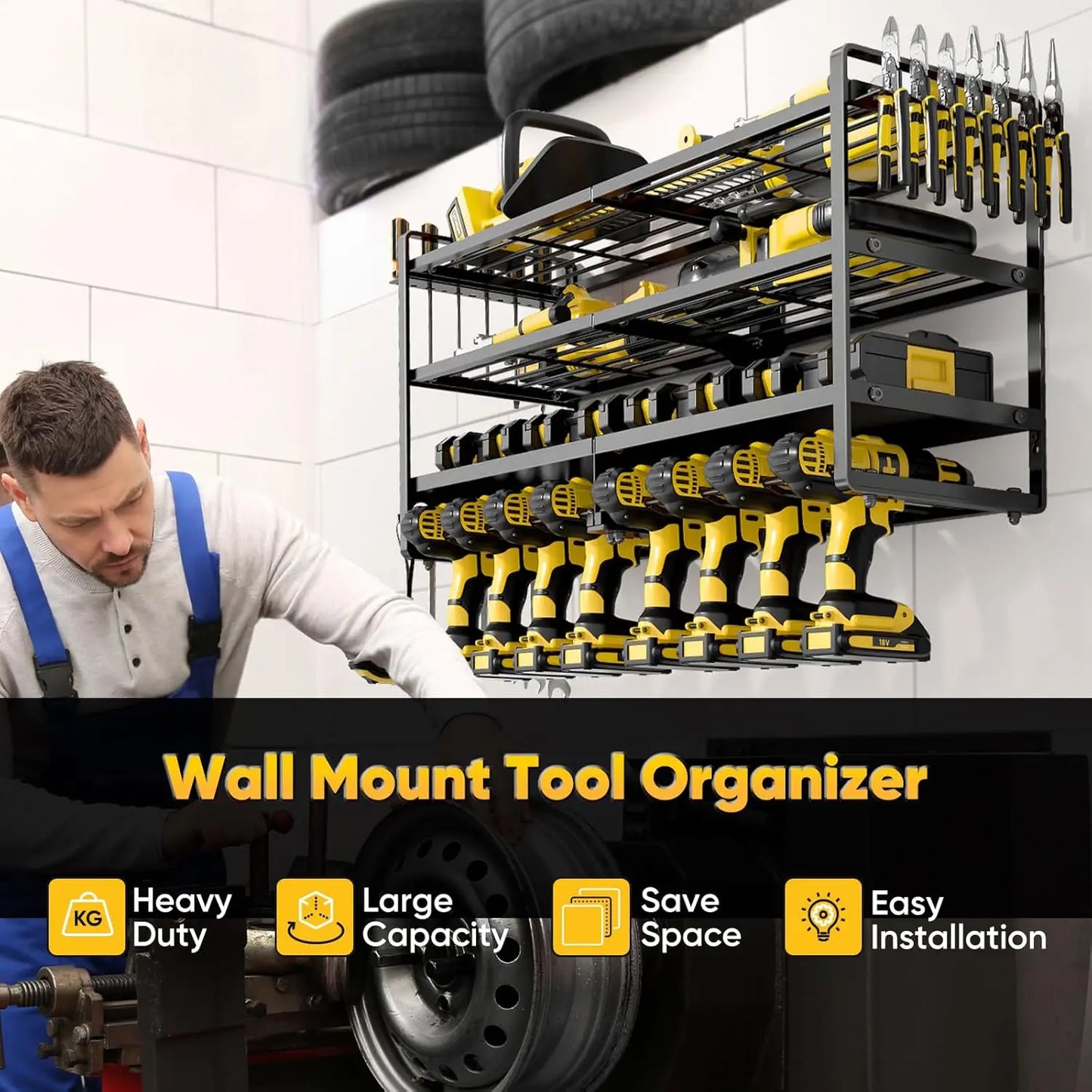 Heavy Duty Power Tool Organizer Wall Mount
