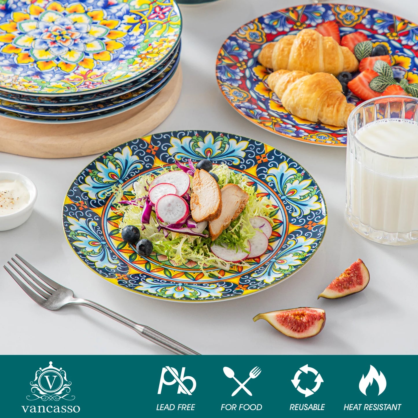 Porcelain Crockery Dinner Plates Set - Scratch Resistant