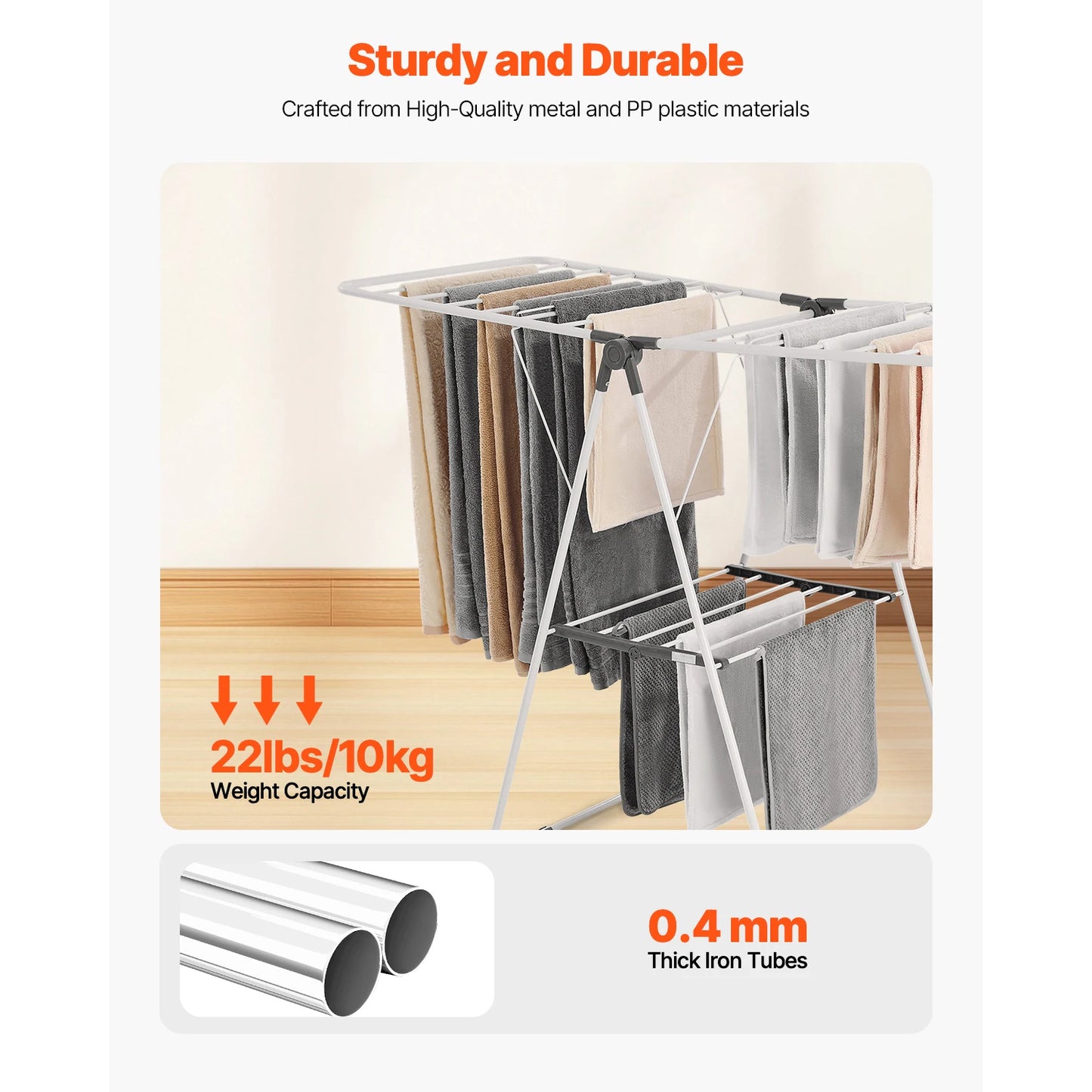 Foldable Laundry Dryer Rack with Sock Clips
