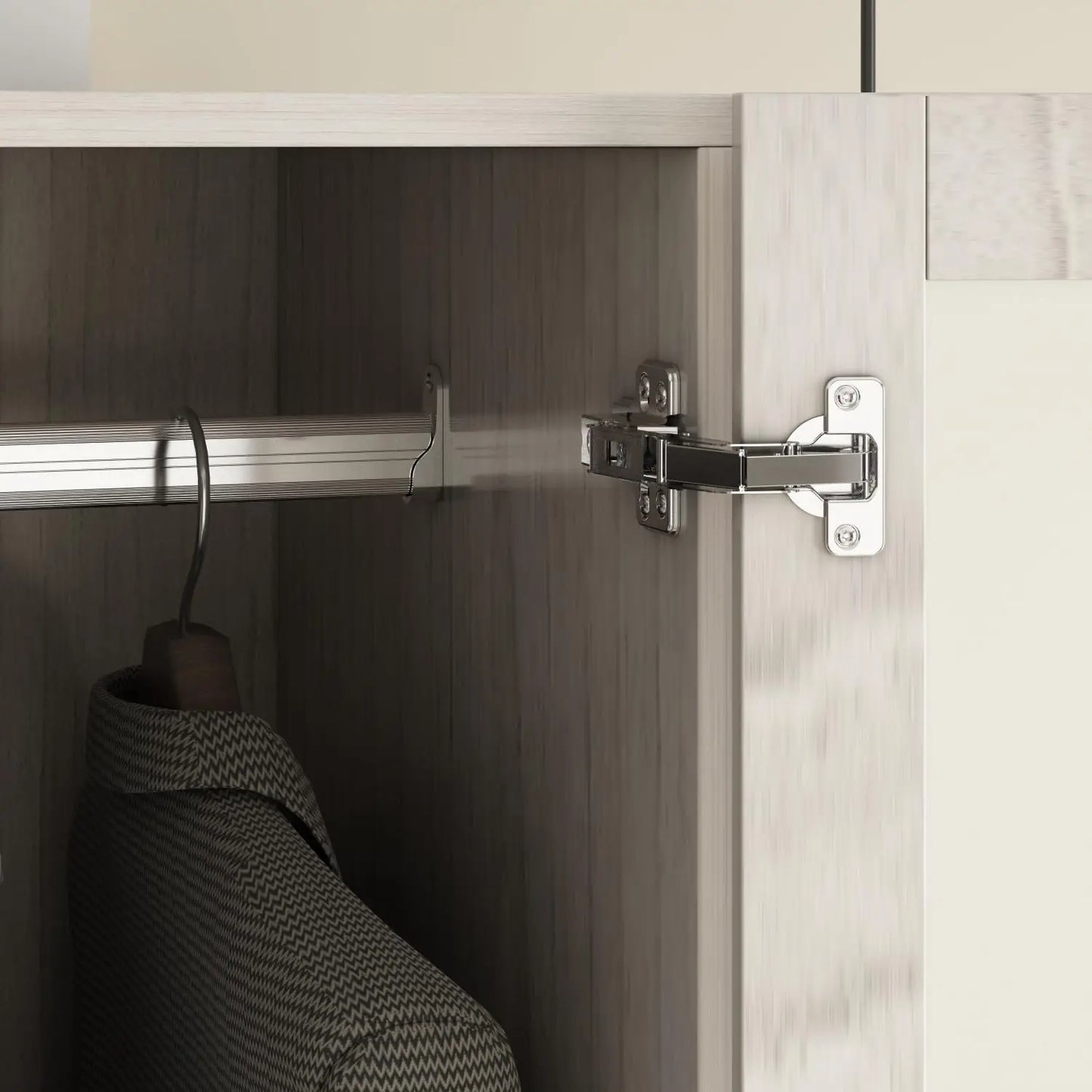 L-Shape Wooden Wardrobe with Frosted Glass Doors
