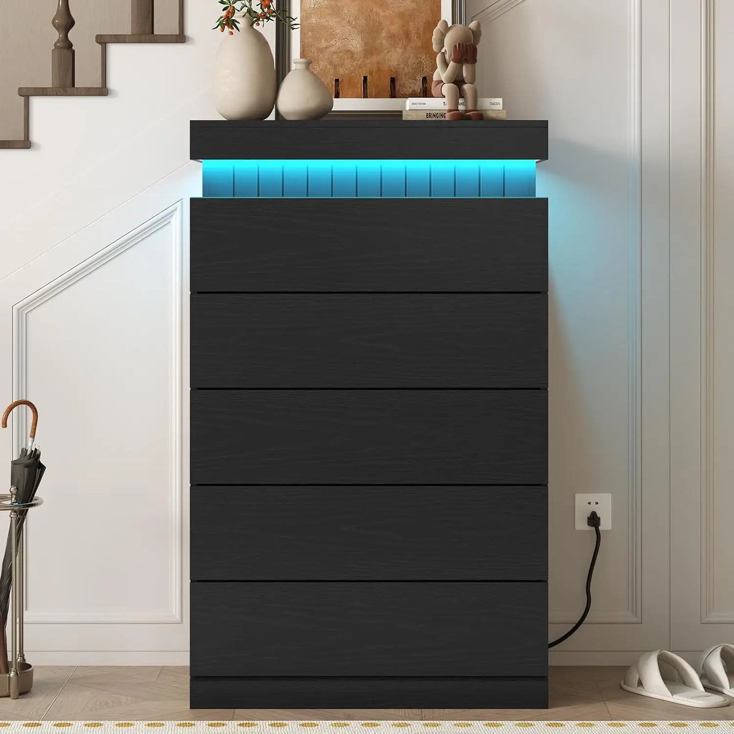 Sliding Top LED Power Outlet with Wood Chest
