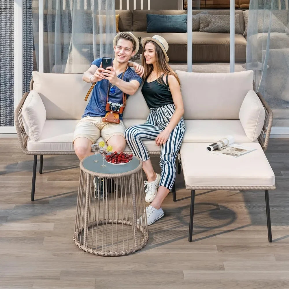 Patio Furniture Set with Removable Cushions and a Coffee Table