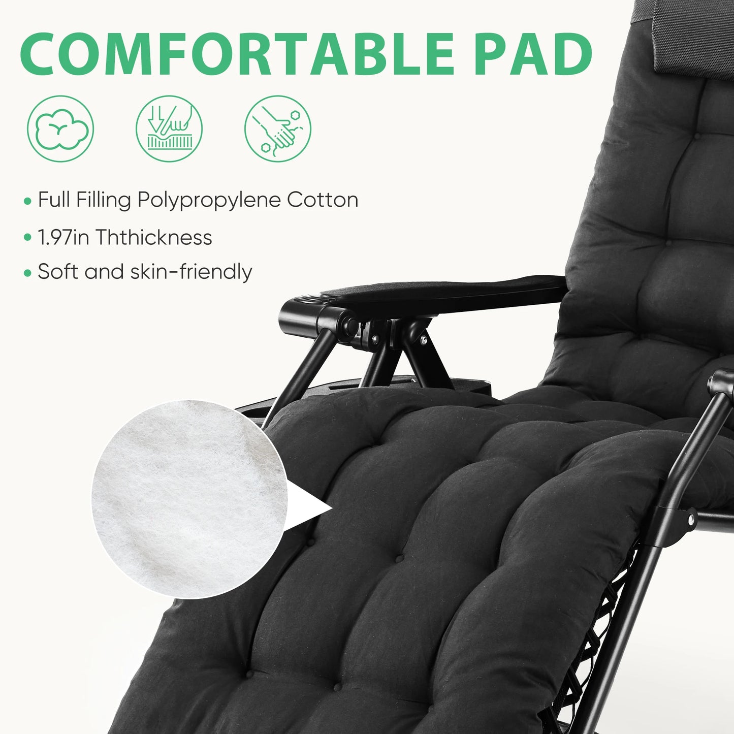 Zero Gravity Recliner Lounge Chair - Folding Portable with Cup Holder Tray