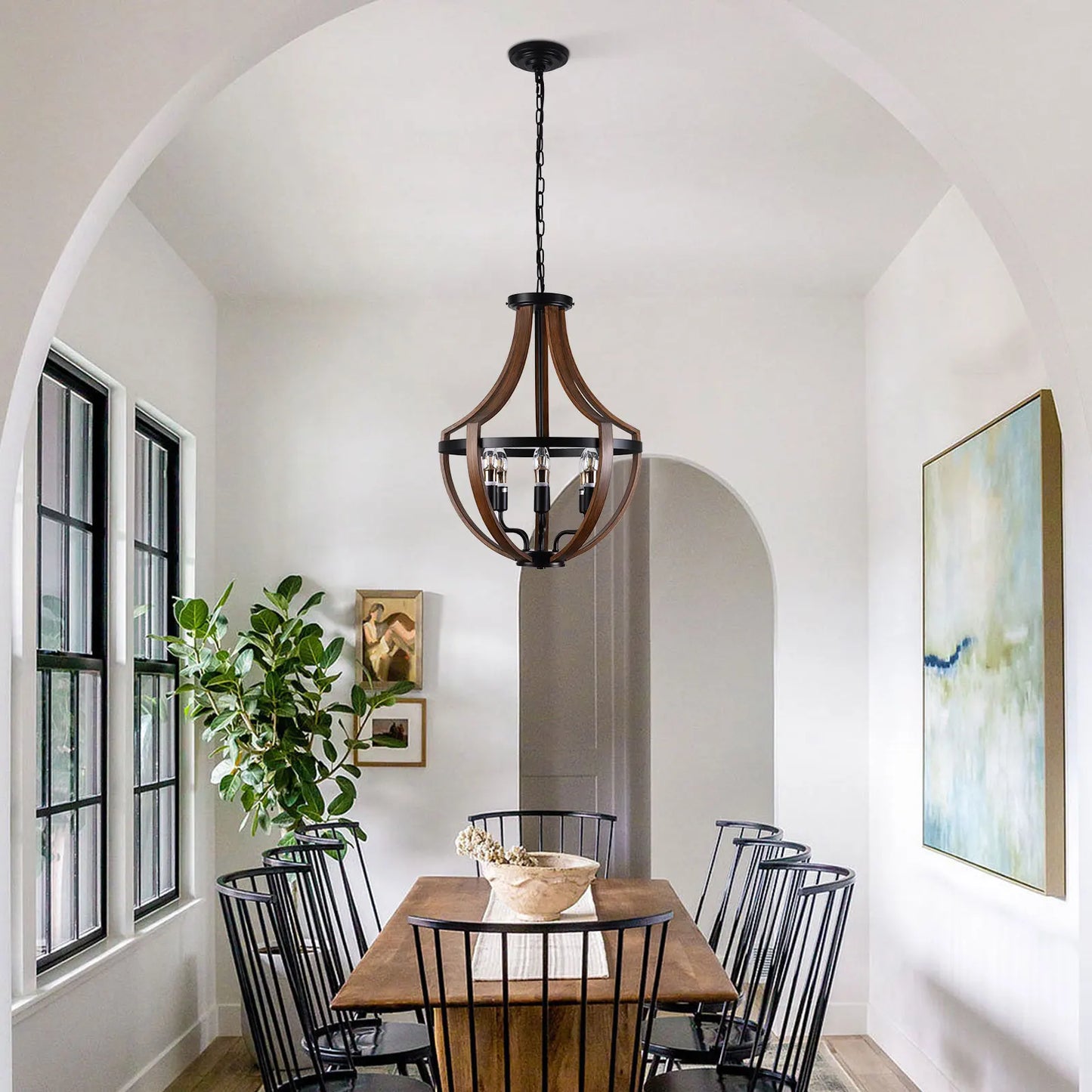 Modern Rustic Wooden Pendant Light Fixture