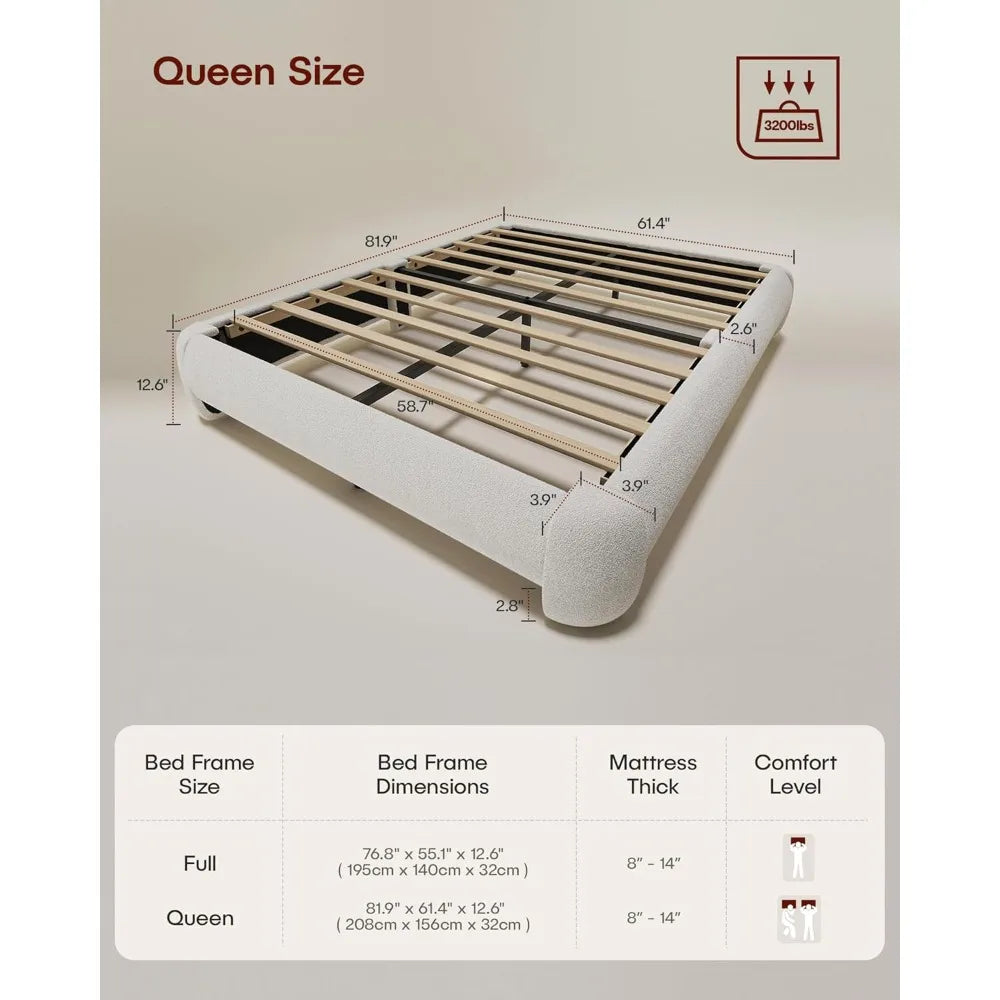 Heavy Duty Soft Buckle Bed Frame with Round Corner