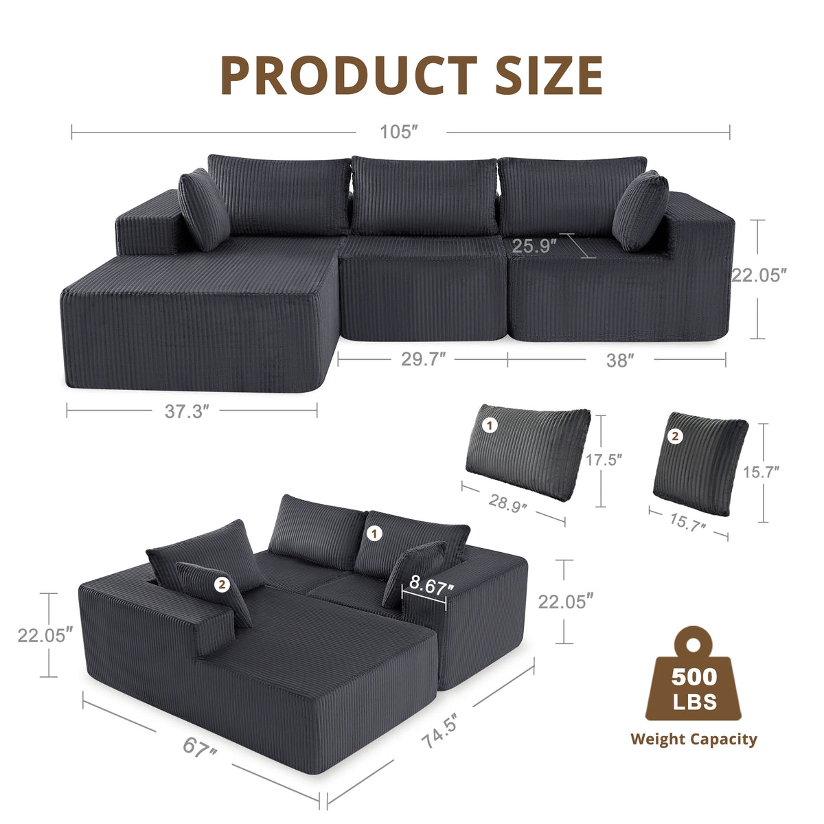 Left Facing Recliner Sofa