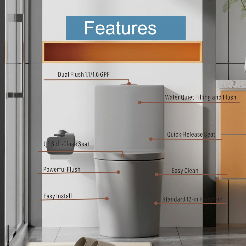 Elongated One Piece Toilet  Water Saving