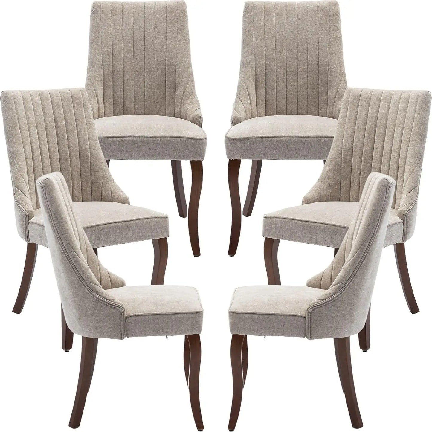 Velvet Upholstered Dining Chairs Set of 6 Mid Century