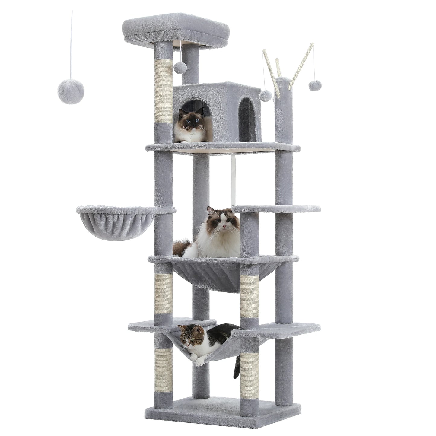 Multi-Level Plush Cat Condo with Scratching Posts
