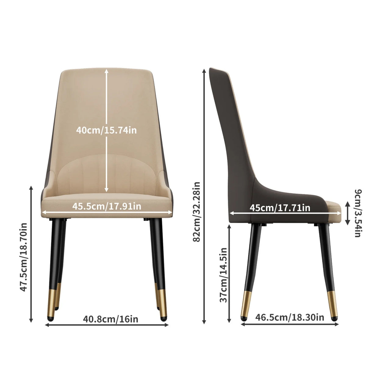 Modern Upholstered Cushion Dining Chairs with Metal Legs