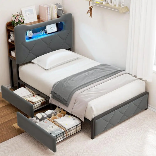 Upholstered LED Bed