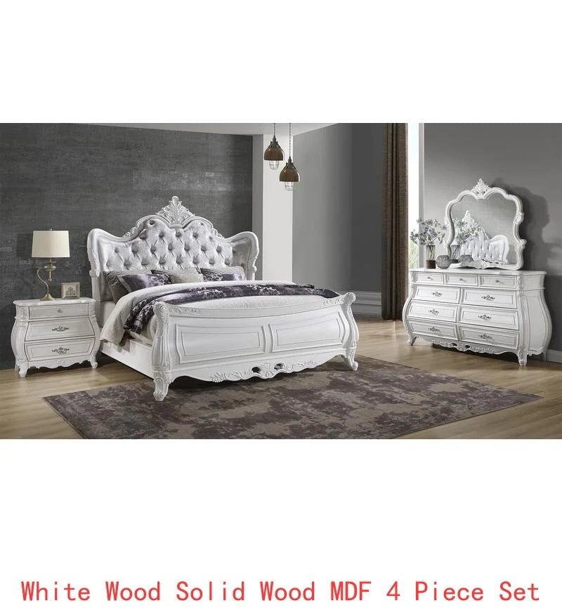 Modern Bedroom Set in Pearl White Wood Finish