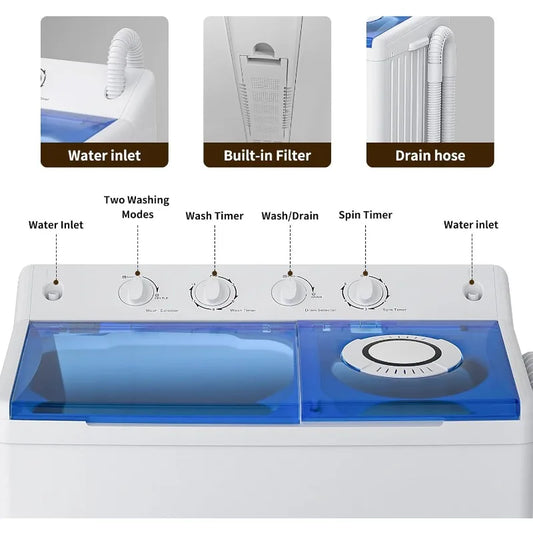 Twin Tub Laundry Compact Washer and Spinner dryer
