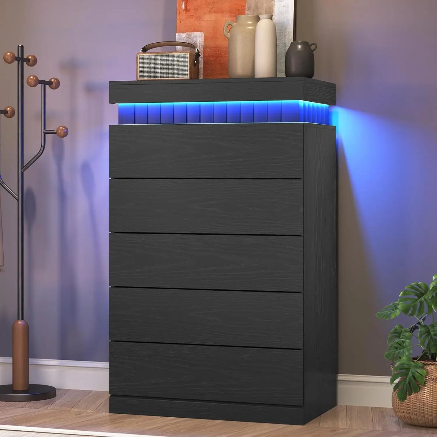 Sliding Top LED Power Outlet with Wood Chest