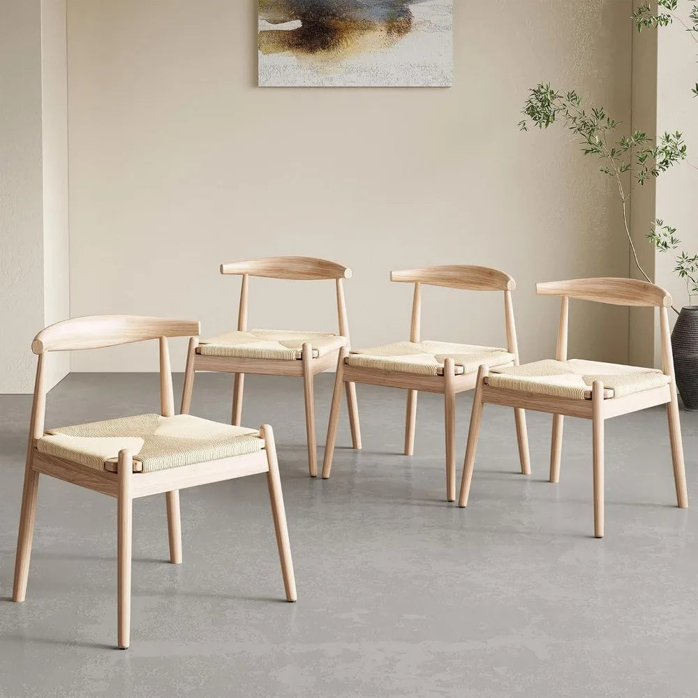 Mid Century Modern Solid Wood Dining Chairs Set