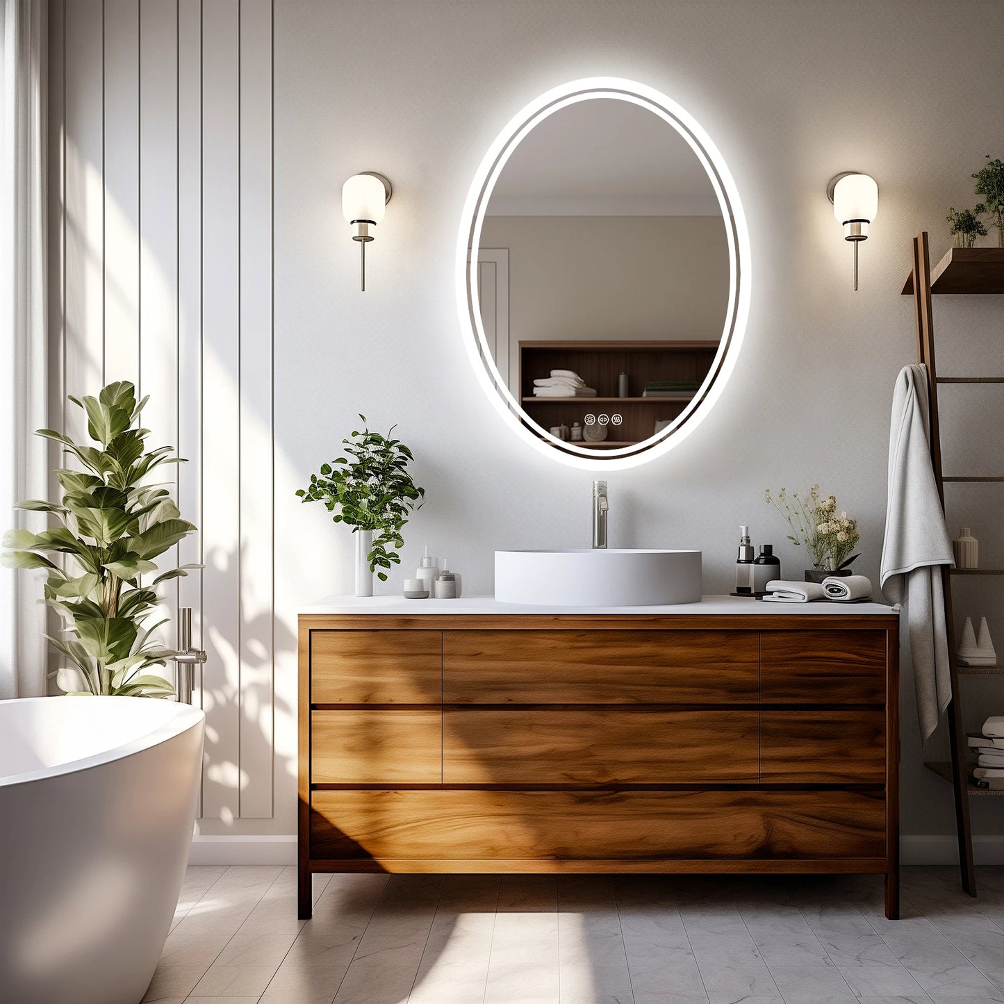 Backlit Round Vanity Mirror with Dimmable Lights
