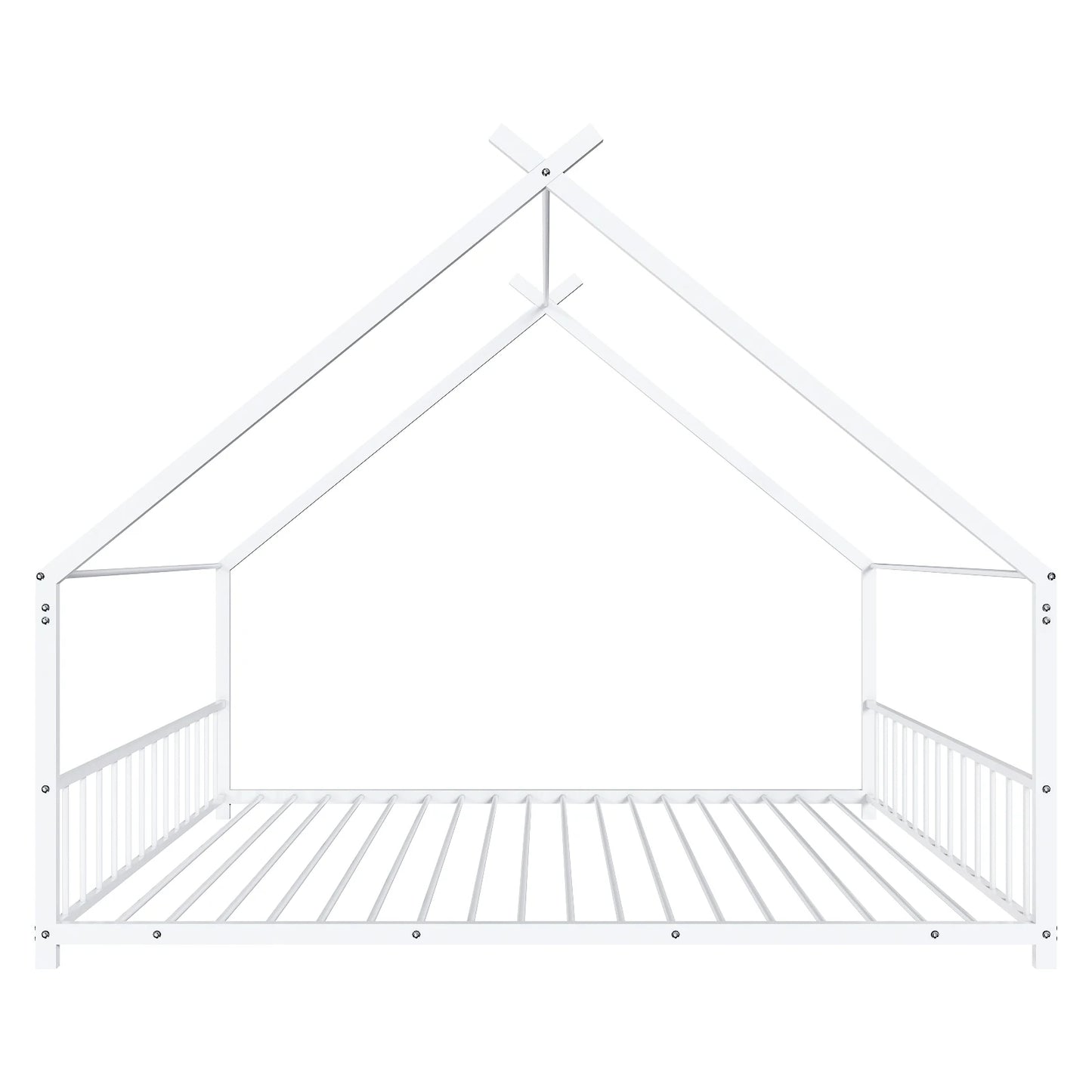 White Flat Bed House Shape with Side Guardrails