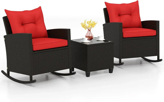 3 Piece Patio Furniture - Rocking Bistro Set