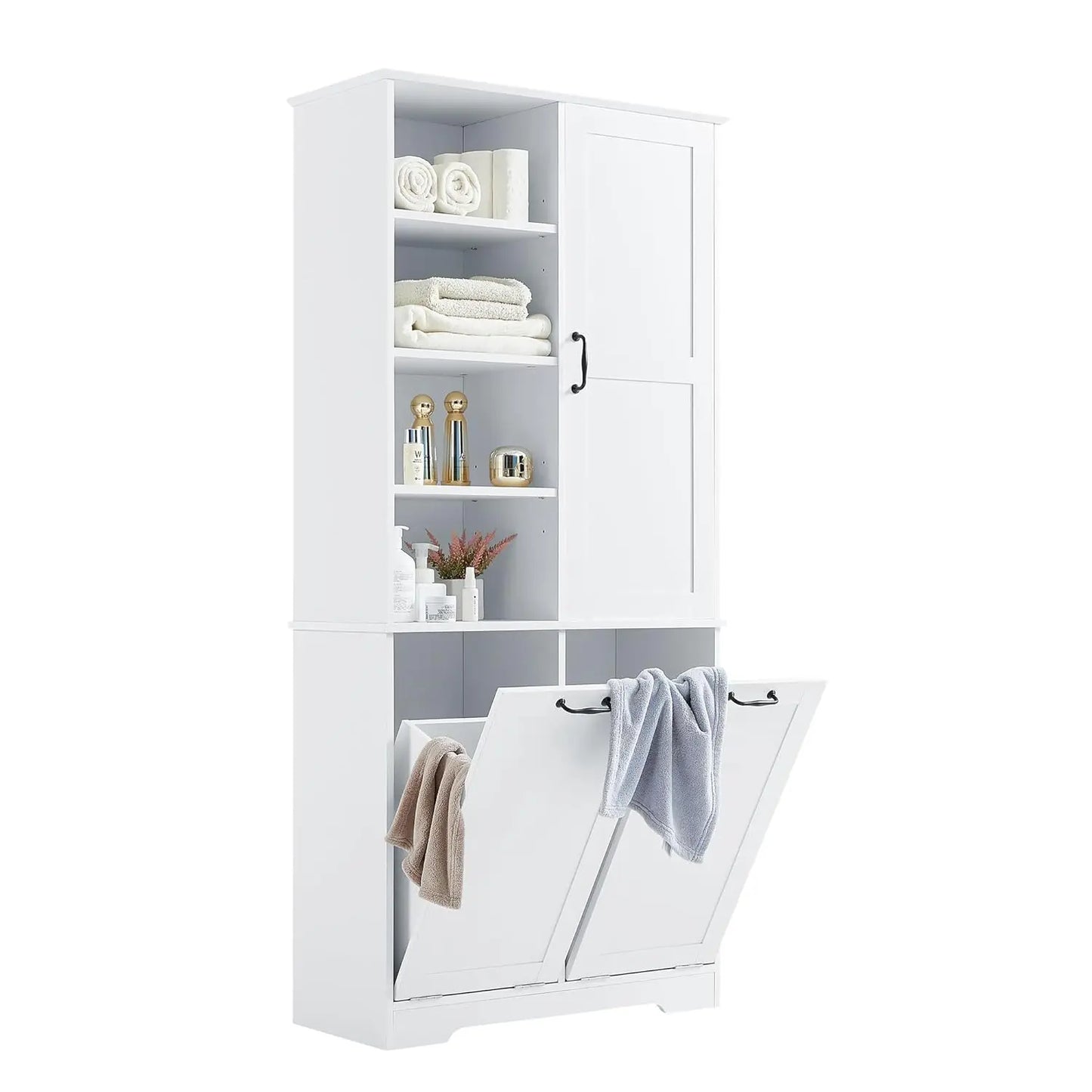 Freestanding Hamper Door Adjustable Shelves