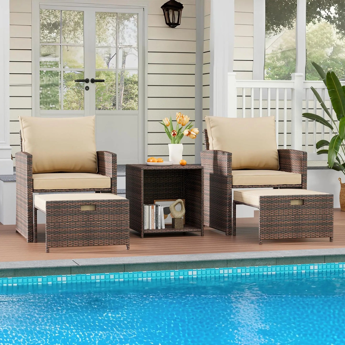 5-Piece All-Weather PE Rattan Patio Set