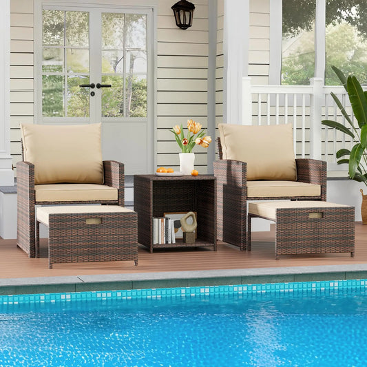 5-Piece All-Weather PE Rattan Patio Set