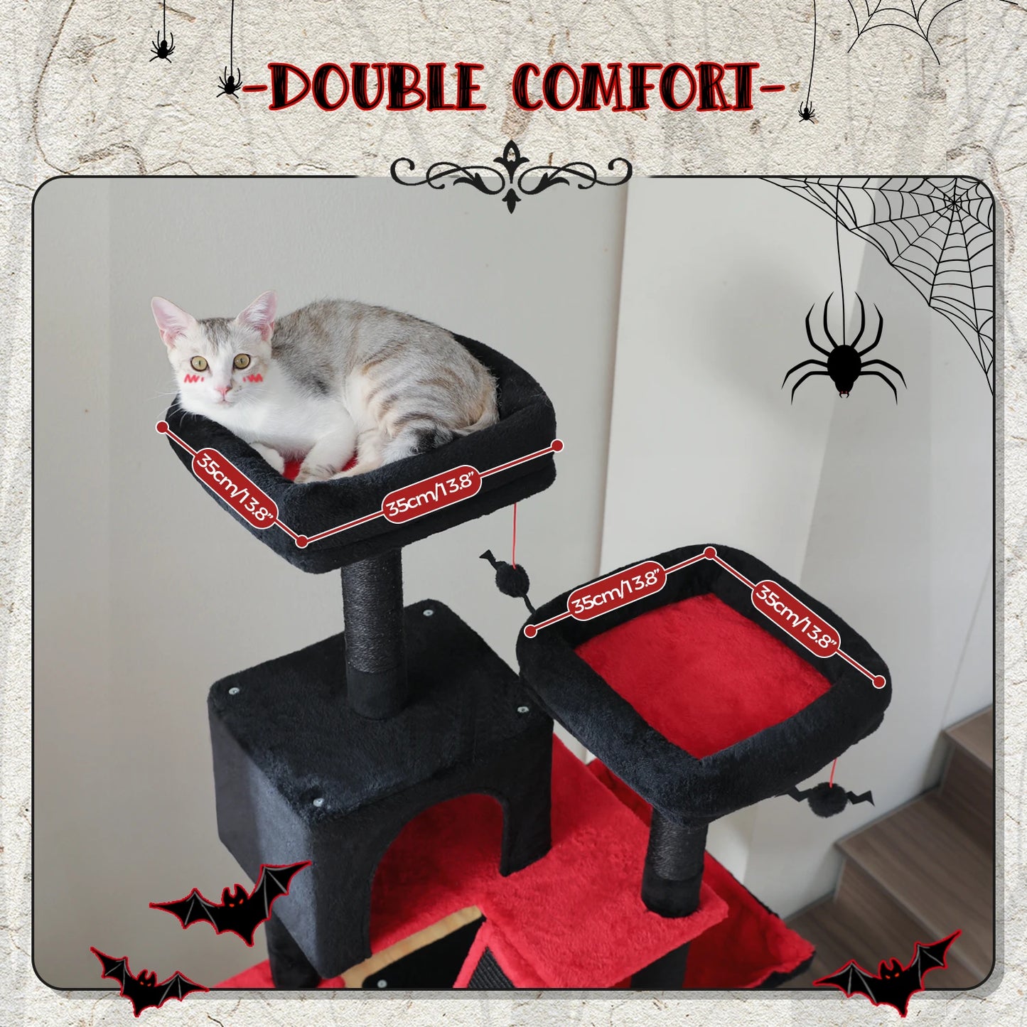 Multi-Level Plush Cat Condo with Scratching Posts