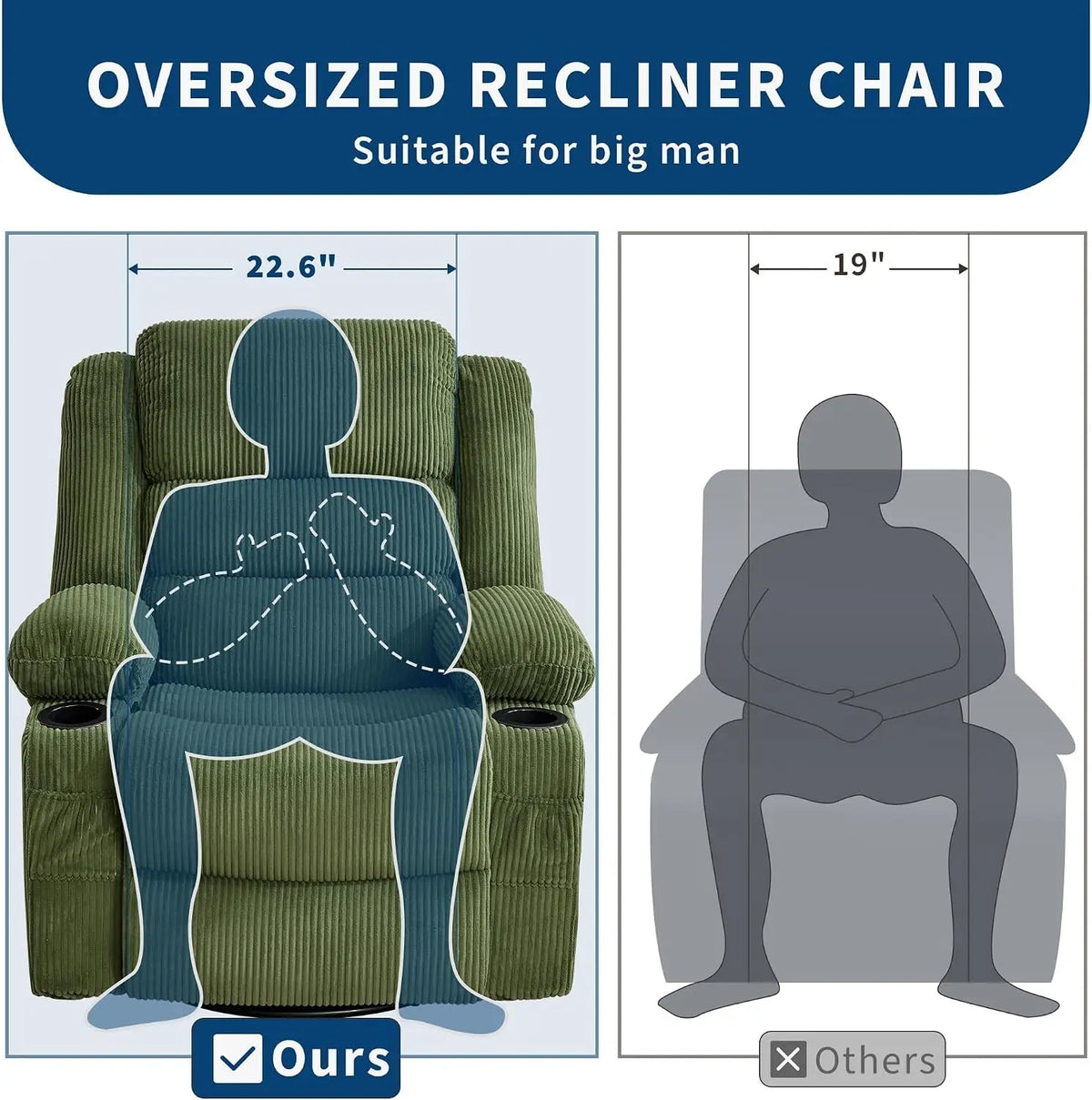Manual Reclining Chair with Adjustable Headrest