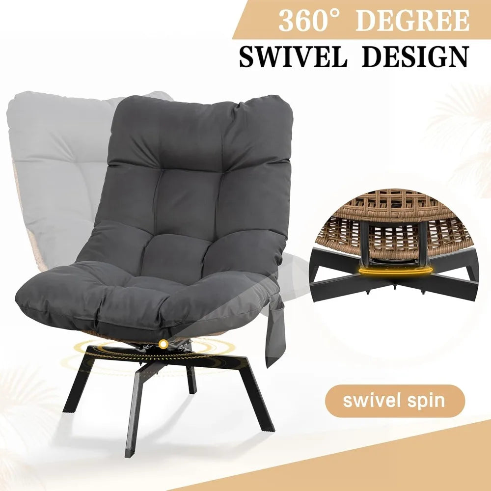 Swivel Wicker Chair PE Rattan Chair with Cushion