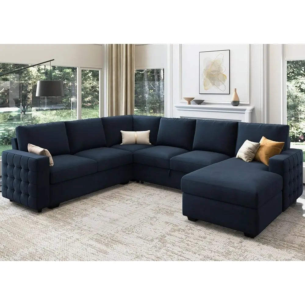 U-Shaped Sectional Sleeper Sofa with Pull-Out Bed