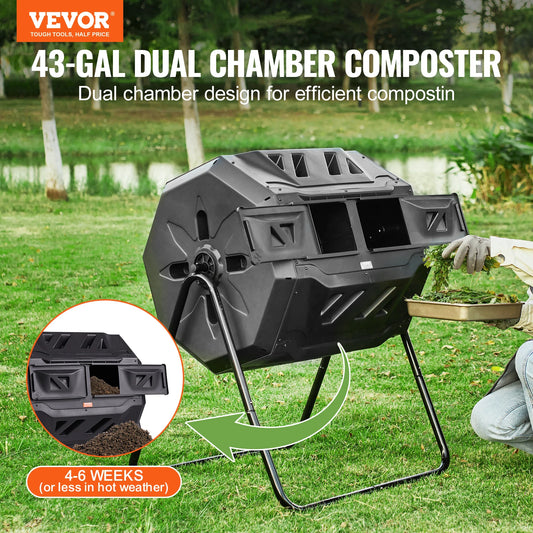 Compost Bin Dual Chamber Composting Tumbler