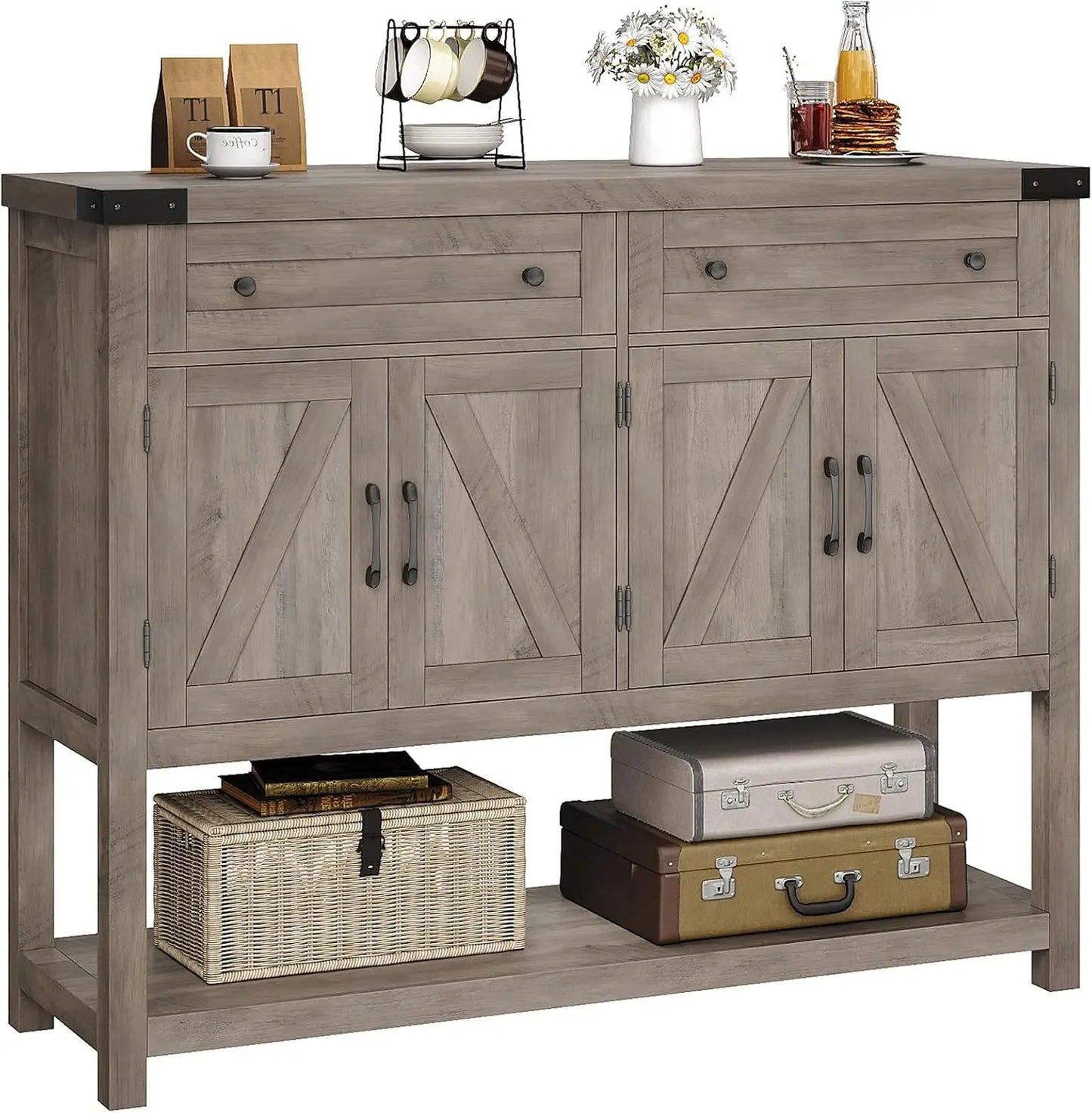 Modern Farmhouse Buffet Sideboard Cabinet with Console Table