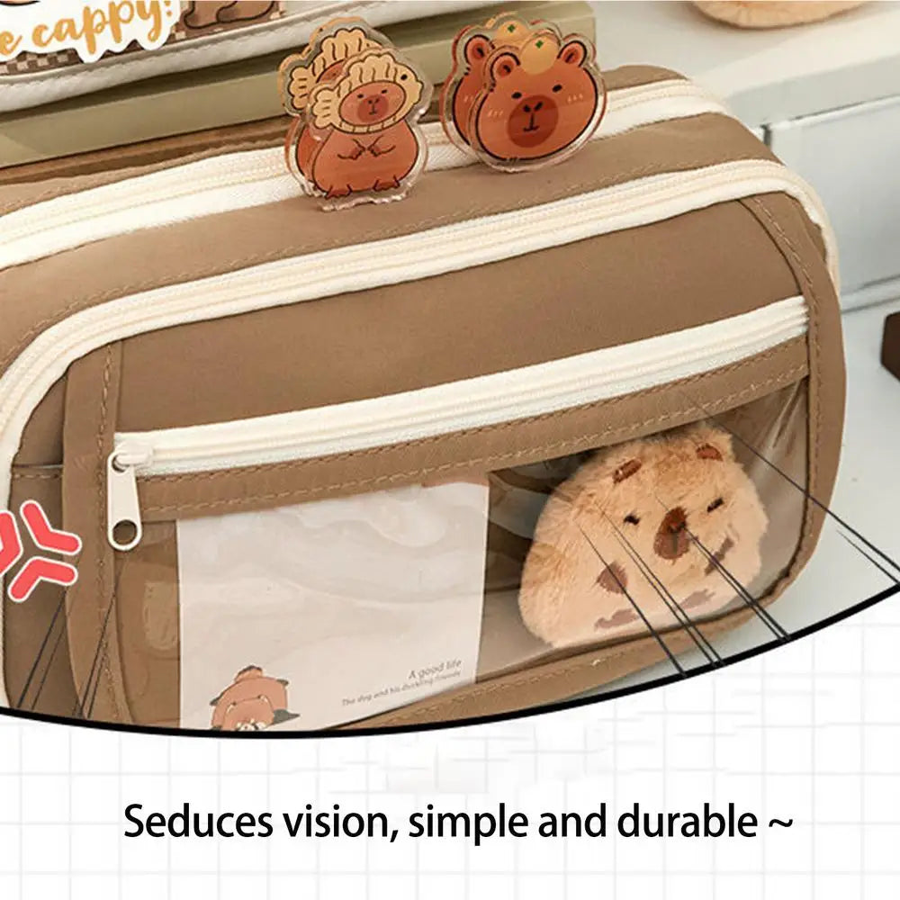 Large Capacity Pencil Case Flip Cover Stationery Pencil Bag