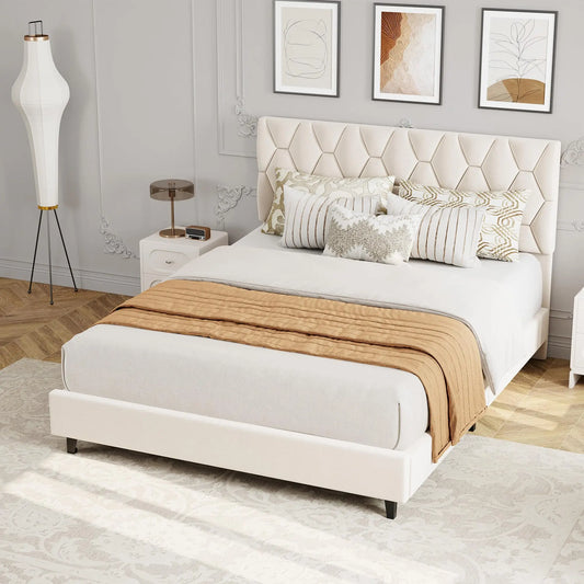 Noise-Free Upholstered Platform Bed Frame