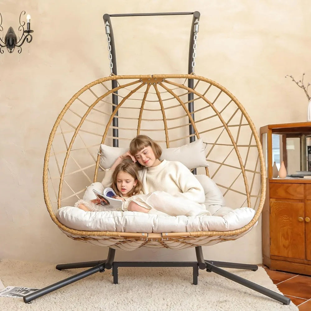 Double Egg Swing Chair with Stand