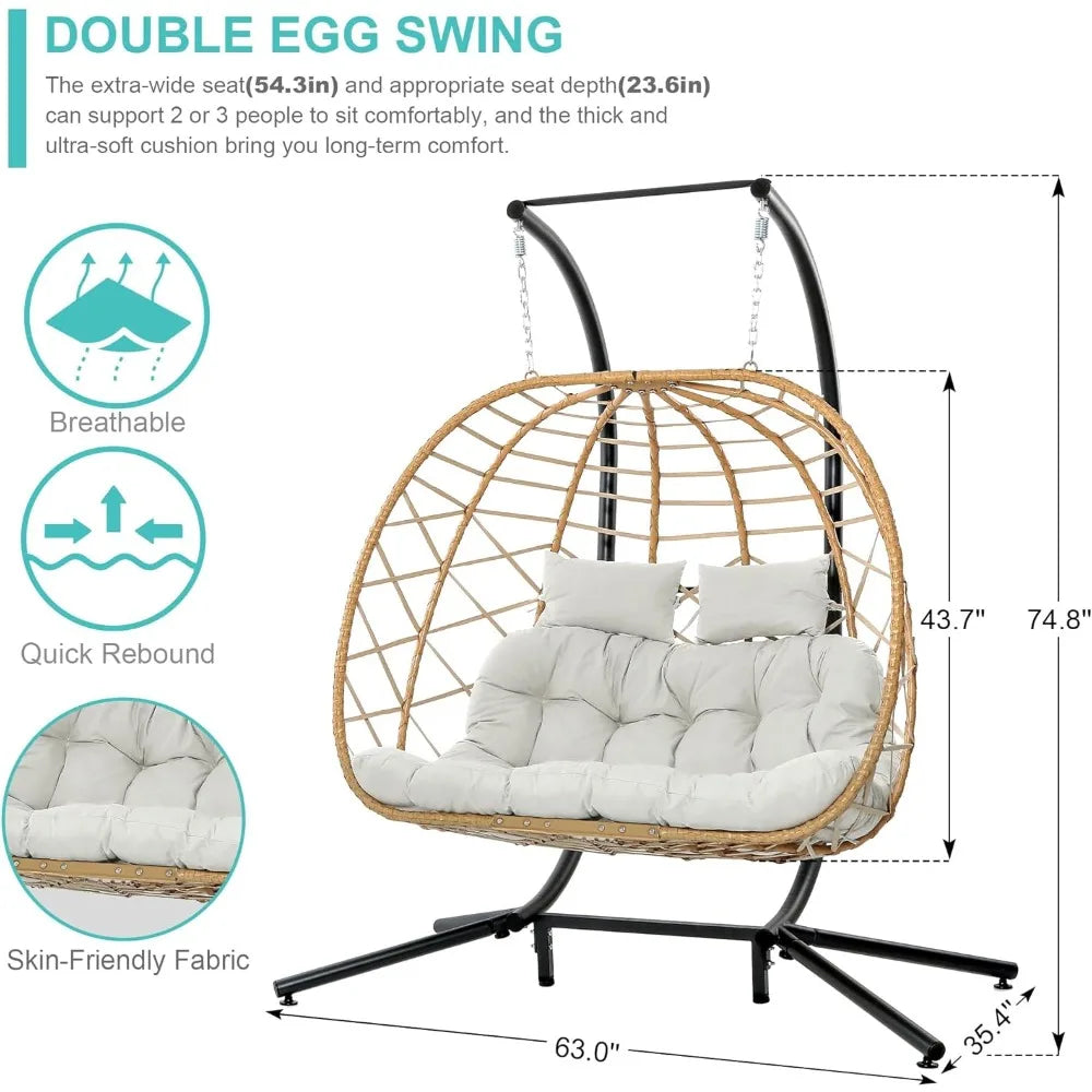Double Egg Swing Chair with Stand